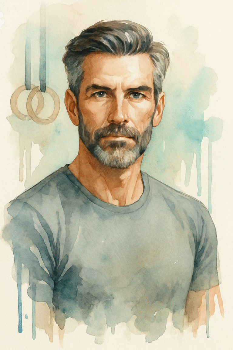 Aquarell eines Coachs, der einen Läufer anleitet